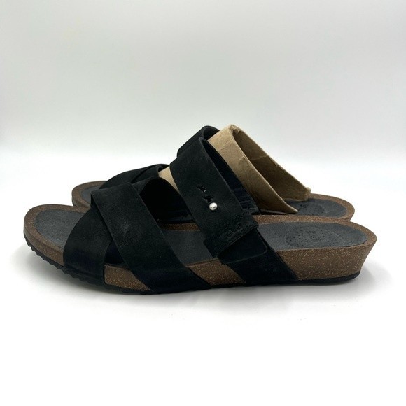 Teva Women's Mahonia Black Leather Slip On Slides Sandals Shoes Size 10.5 NEW - Picture 5 of 14